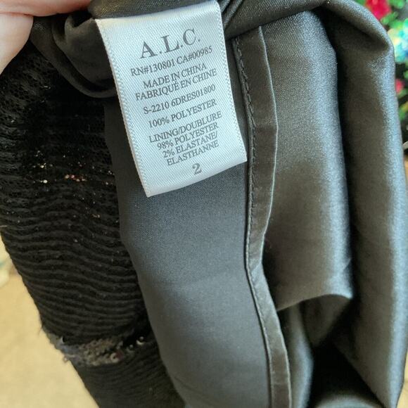 NWT A.L.C. Alexis Black Sequin Cutout Dress Size 2 - Picture 10 of 14